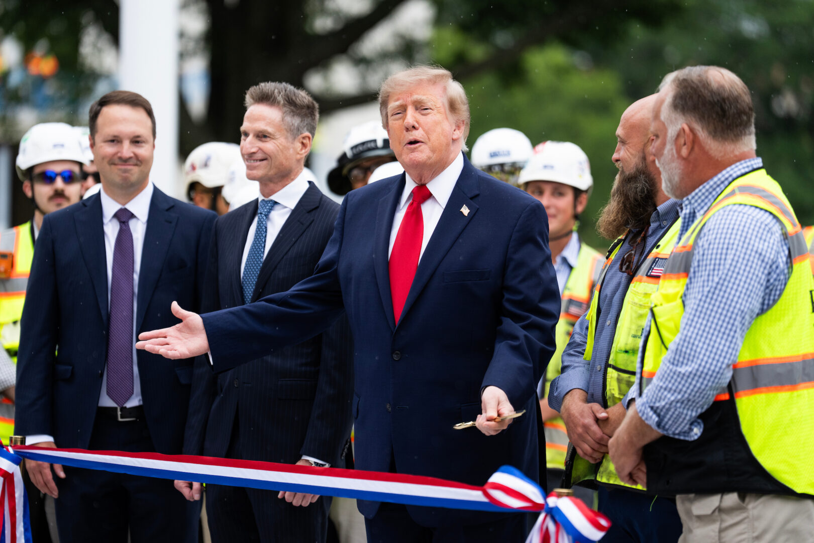 President Donald Trump participates in a ribbon-cutting ceremony for the new helipad on the South Lawn of the White House on Sept. 21.